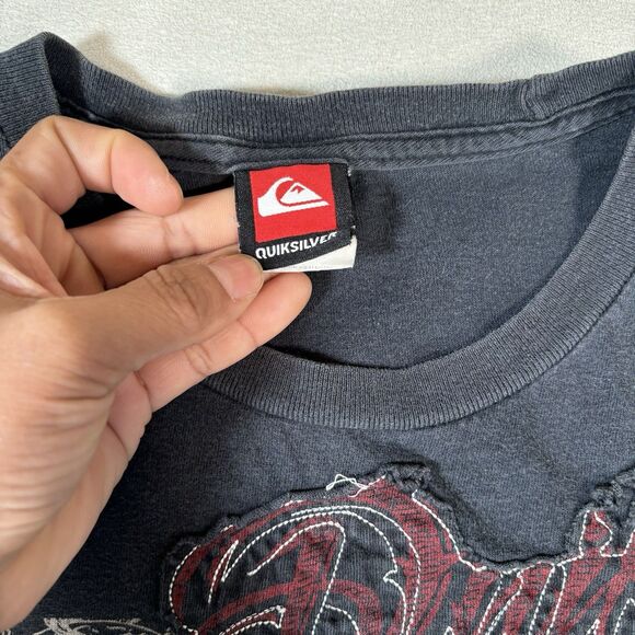 Quicksilver T Shirt Men’s M Vintage Y2K skater Cyber Punk Skull Skeleton Graphic - Picture 2 of 9